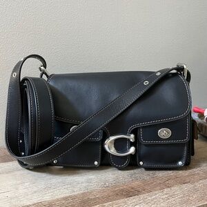 Coach Cargo Turnlock Soft Tabby Shoulder Bag in Black